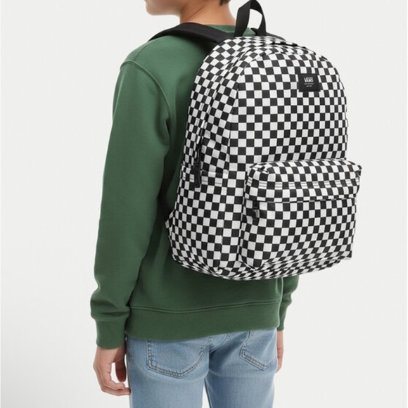 Vans Old Skool Checkered Backpack Bookbag Black White Large Padded Inside Pocket - Picture 11 of 11